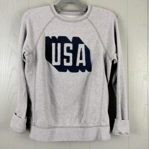 American Eagle Sweatshirt Womens Extra Small Gray Embroidered USA Logo Boyfriend